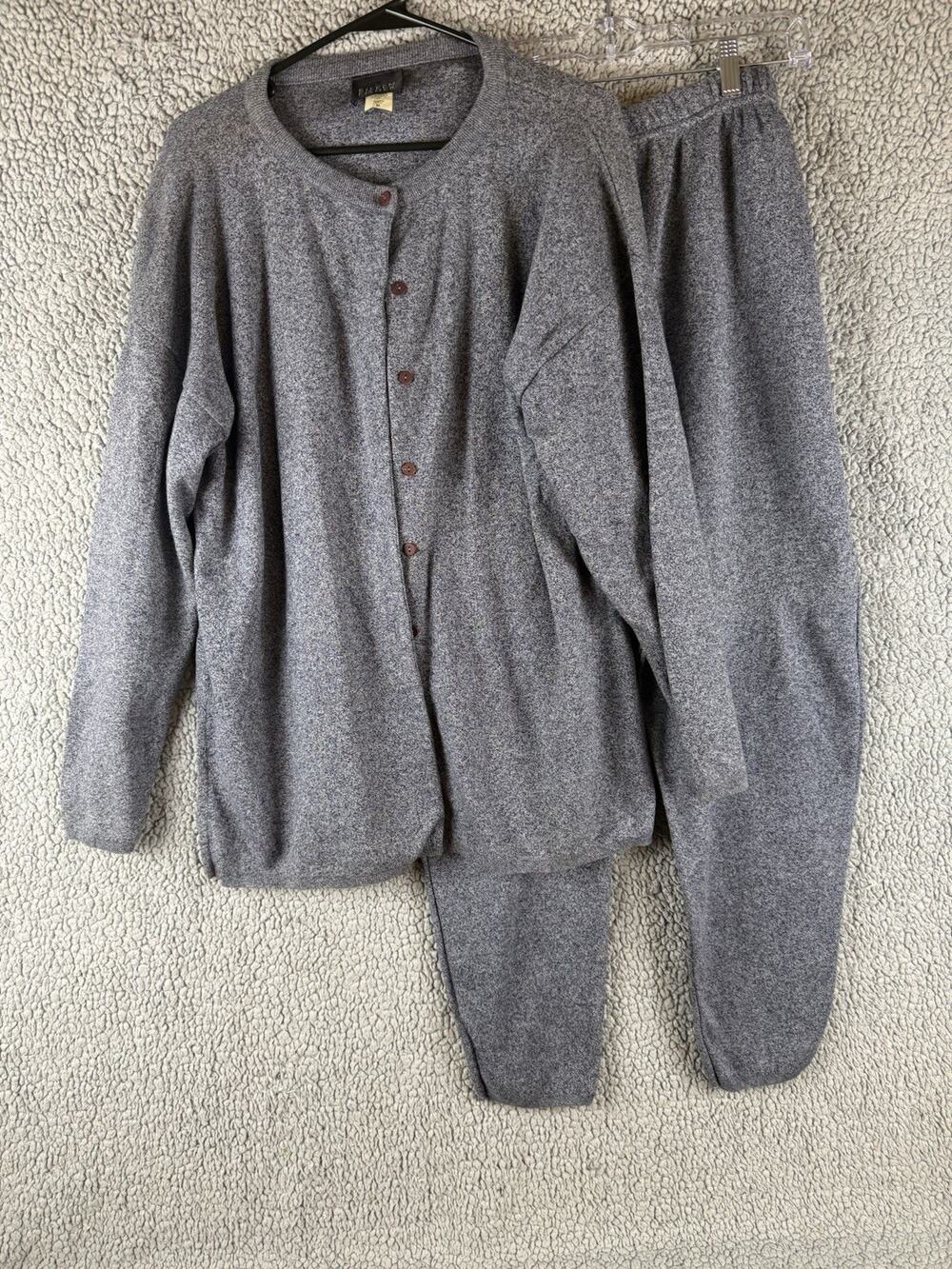 Eileen Fisher Cotton Jogger Set Heathered Gray Cardigan Medium Vintage USA Made